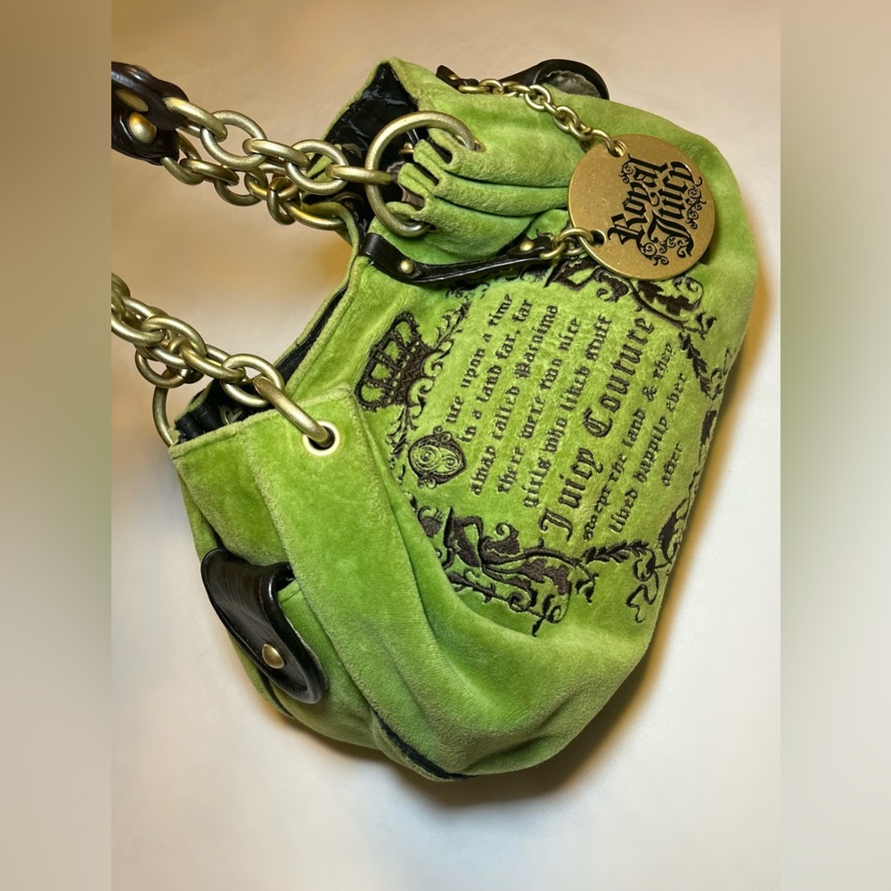 Y2K vintage Juicy Couture One Upon A Time green velour bag